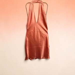 Lulus Zimri Bronze Satin Halter Backless Mini Dress